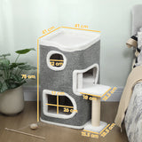 PawHut 75 cm Cat Tree, Cat Tower Condo for Indoor Cats with Scratching Post, Jumping Platform, Grey