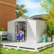 Outsunny Metal Bike Shed, Mobility Scooter Shed House with Foundation Kit, Ventilation, Doors, 9 x 6FT, Silver