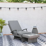 Outsunny 80 Reclining Rattan Lounger - Grey