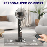 HOMCOM Pedestal Fan with Water Mist Spray, Spray Misting Fan with 70 Oscillation, Tilt Head, 3 Speeds, 3 Modes, Adjustable Mist, 3.2L Water Tank, for Home, 120 cm