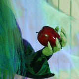 HOMCOM 180 cm Life Size Halloween Animated Standing Witch, Spooky Witch with Glowing LED Eyes,  Battery Operated