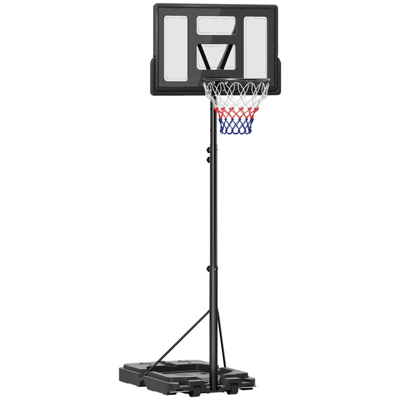 SPORTNOW Basketball Hoop Outdoor, Basketball Hoop and Stand with 10-Level Adjustable Height, Weighted Base, Portable on Wheels, 2.3-3.05m, for Teens, Juniors, Adults