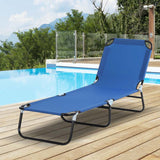 Outsunny Foldable Sun Lounger with 5-Position Adjustable Backrest, Outdoor Portable Recliner Chaise Lounge Chair with Breathable Mesh Fabric, Blue