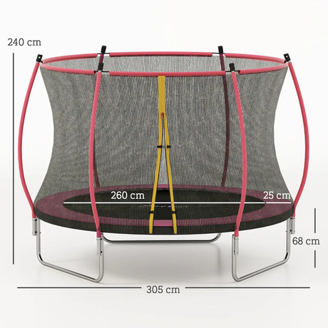 SPORTNOW 10ft Outdoor Trampoline with Enclosure Net, Spring Cover, Pink