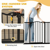 PawHut Metal 74-100cm Adjustable Pet Gate Safety Barrier w/ Auto-Close Door Black
