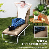 Outsunny Sun Lounger Cushions Only, 190x56x10cm Garden Lounge Chair Cushions, UPF20+ 220gsm Fabric, Thick Sunbed Replacement Pads with 6 Ties, Khaki
