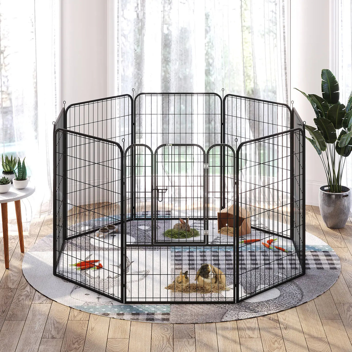PawHut 8 Panels Heavy Duty Puppy Playpen, for Large, Medium Dogs, Indoor and Outdoor Use - Black