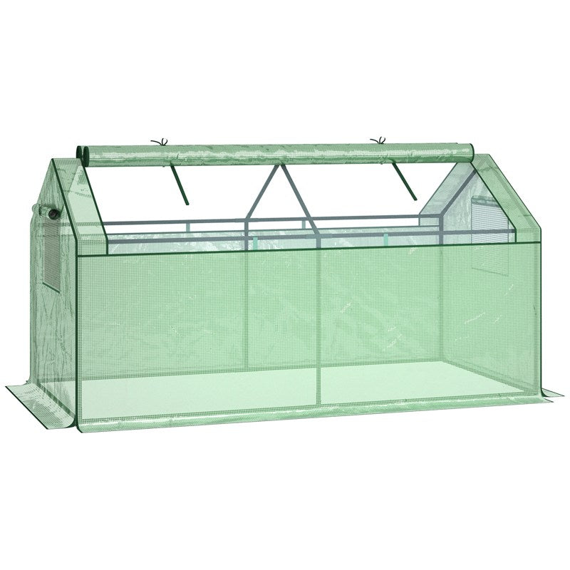 Outsunny Mini Greenhouse Portable Garden Growhouse for Tomatoes Plants with Large Zipper Windows for Outdoor, Indoor, 180 x 92 x 92cm, Green