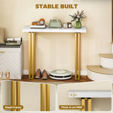 HOMCOM 100 cm Console Table with Faux Marble Top, Narrow Entryway Table with Anti-tipping Device, White