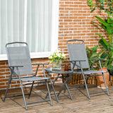 Outsunny Three-Piece Garden Seat Set, with Glass-Top Table - Light Grey