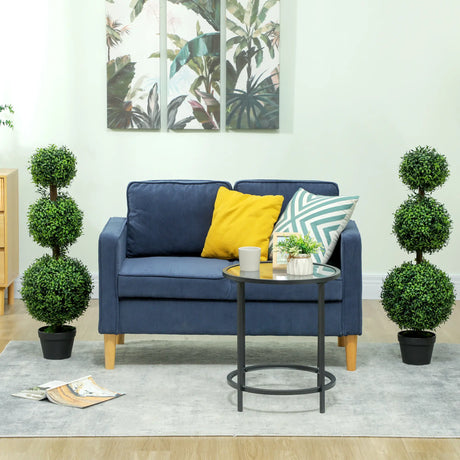 HOMCOM Set of 2 Decorative Artificial Trees, Topiary Ball-shaped Boxwood Trees in Pot, Fake Plants for Home Indoor outdoor Decor, 100cm, Green