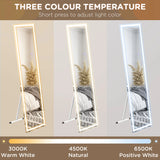 HOMCOM Standing Dressing Mirror with LED Lights, Wall Dressing Mirror for Bedroom with Dimmable and 3 Colour Lighting, White