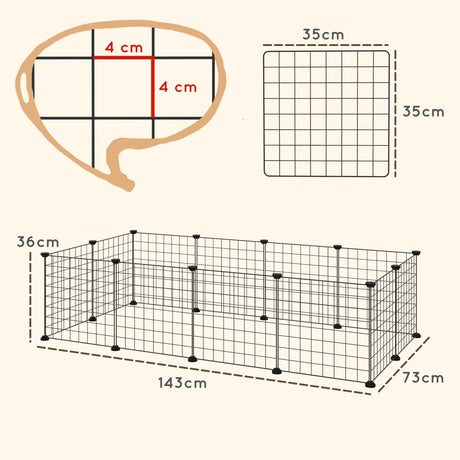 PawHut DIY Pet Playpen Metal Wire Fence 12 Panel Enclosure Indoor Outdoor Guinea Pig Bunny Small Animals Cage Black