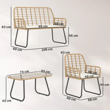 Outsunny 4 Piece Rattan Garden Furniture Set, Outdoor Patio Furniture with Loveseat, Armchairs and Coffee Table