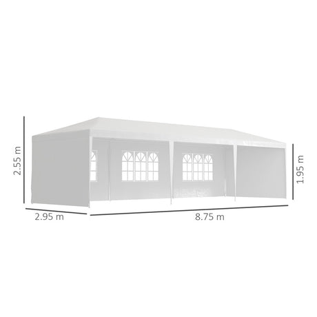 Outsunny Garden Gazebo Marquee Party Wedding Tent Canopy (9m x 3m) - White