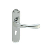 IBRA LEVER ON BACKPLATE - LOCK 57MM C/C - POLISHED CHROME - 185MM X 40MM - PAIR