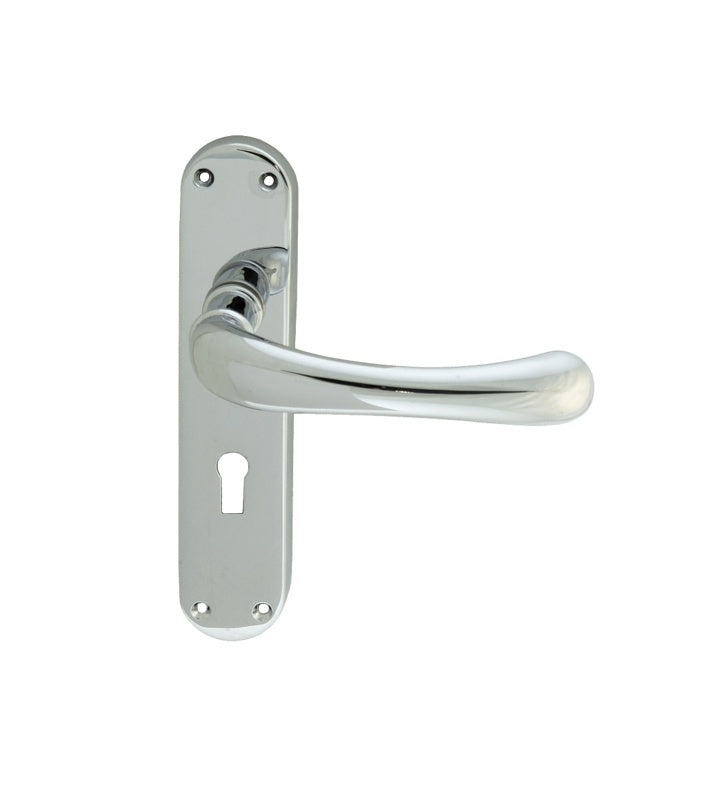 IBRA LEVER ON BACKPLATE - LOCK 57MM C/C CRO (POLISHED CHROME) - POLISHED CHROME - 185MM X 40MM - PAIR