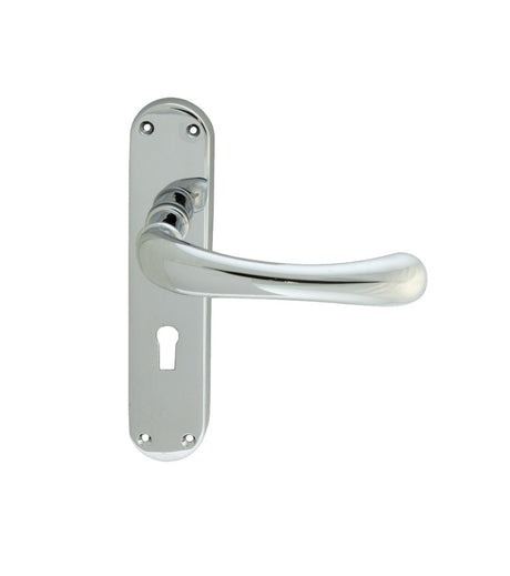 IBRA LEVER ON BACKPLATE - LOCK 57MM C/C CRO (POLISHED CHROME) - POLISHED CHROME - 185MM X 40MM - PAIR