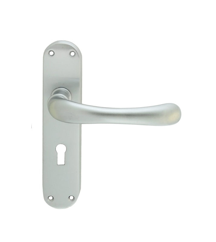 IBRA LEVER ON BACKPLATE - LOCK 57MM C/C CSA (SATIN CHROME) - SATIN CHROME - 185MM X 40MM - PAIR