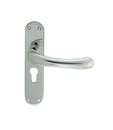 IBRA LEVER ON BACKPLATE - LOCK EURO PROFILE 47.5MM C/C CRO (POLISHED CHROME) - POLISHED CHROME - 185MM X 40MM - PAIR