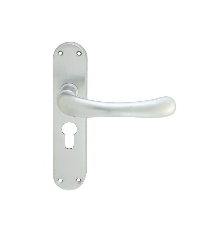 IBRA LEVER ON BACKPLATE - LOCK EURO PROFILE 47.5MM C/C CSA (SATIN CHROME) - SATIN CHROME - 185MM X 40MM - PAIR