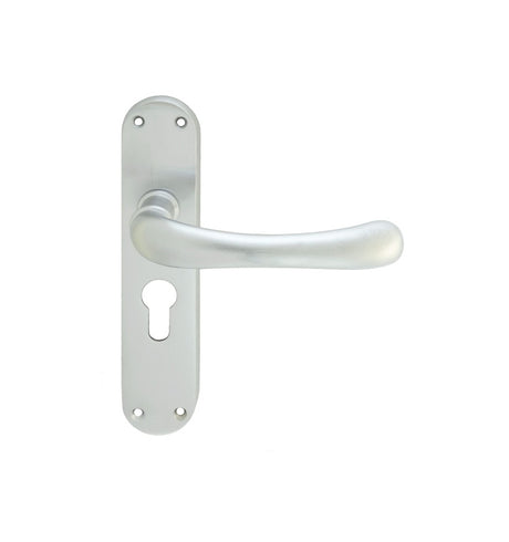 IBRA LEVER ON BACKPLATE - LOCK EURO PROFILE 47.5MM C/C CSA (SATIN CHROME) - SATIN CHROME - 185MM X 40MM - PAIR