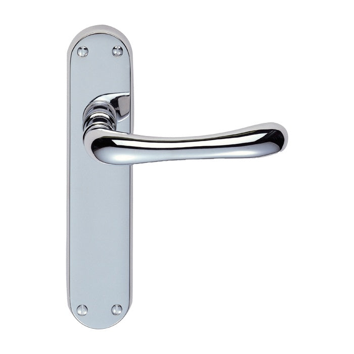 IBRA LEVER ON BACKPLATE - LATCH CRO (POLISHED CHROME) - POLISHED CHROME - 185MM X 40MM - PAIR