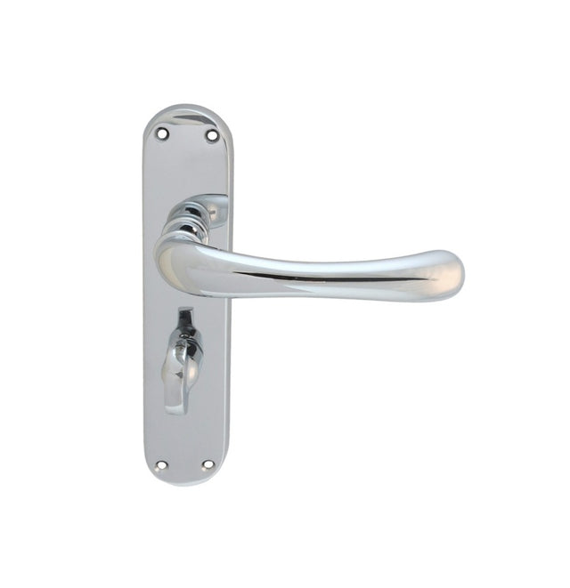 IBRA LEVER ON BACKPLATE - BATHROOM 57MM C/C CRO (POLISHED CHROME) - POLISHED CHROME - 185MM X 40MM - PAIR