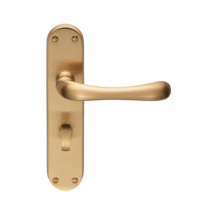 IBRA LEVER ON BACKPLATE - BATHROOM 57MM C/C OSA (SATIN BRASS) - SATIN BRASS - PAIR