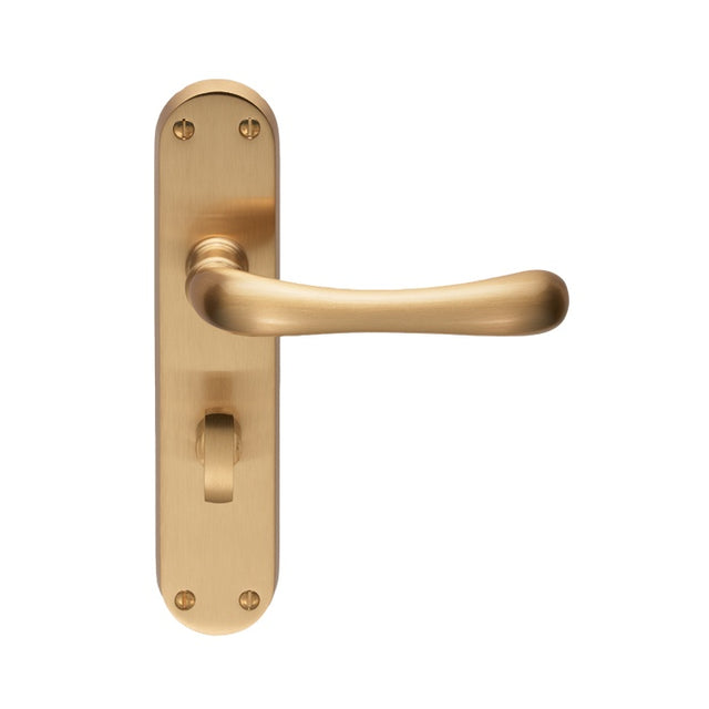 IBRA LEVER ON BACKPLATE - BATHROOM 57MM C/C OSA (SATIN BRASS) - SATIN BRASS - PAIR
