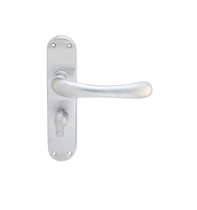 IBRA LEVER ON BACKPLATE - BATHROOM 57MM C/C - SATIN CHROME - 185MM X 40MM - PAIR