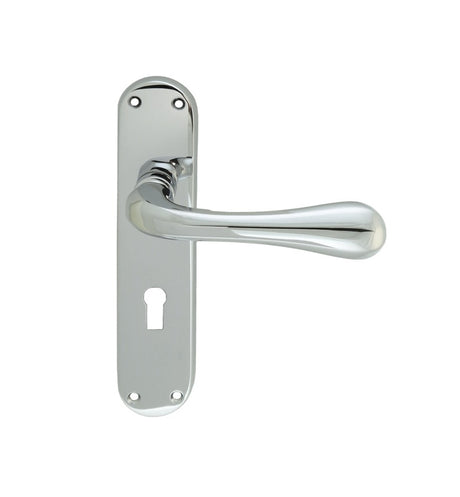 ASTRO LEVER ON BACKPLATE - LOCK 57MM C/C CRO (POLISHED CHROME) - POLISHED CHROME - 185MM X 40MM - PAIR