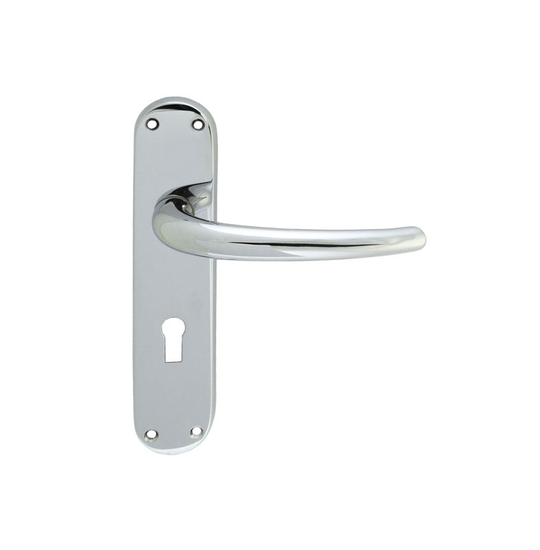LILLA LEVER ON BACKPLATE - LOCK 57MM C/C CRO (POLISHED CHROME) - POLISHED CHROME - 185MM X 40MM - PAIR