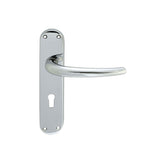 LILLA LEVER ON BACKPLATE - LOCK 57MM C/C CRO (POLISHED CHROME) - POLISHED CHROME - 185MM X 40MM - PAIR
