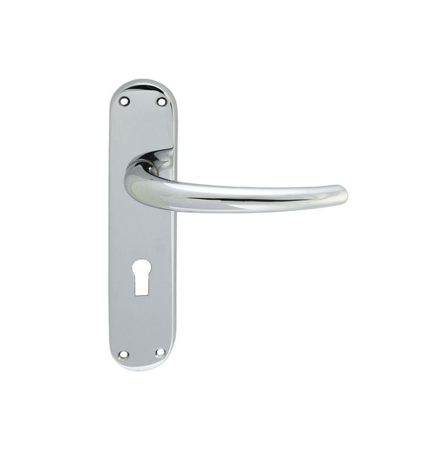 LILLA LEVER ON BACKPLATE - LOCK 57MM C/C CRO (POLISHED CHROME) - POLISHED CHROME - 185MM X 40MM - PAIR