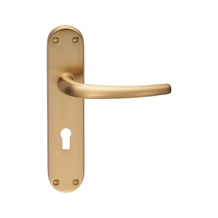 LILLA LEVER ON BACKPLATE - LOCK 57MM C/C OSA (SATIN BRASS) - SATIN BRASS - 185MM X 40MM - PAIR