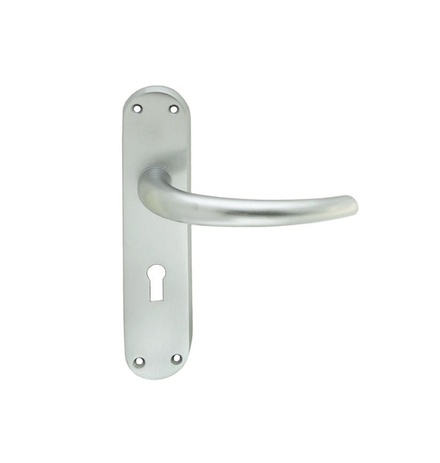 LILLA LEVER ON BACKPLATE - LOCK 57MM C/C CSA (SATIN CHROME) - SATIN CHROME - 185MM X 40MM - PAIR