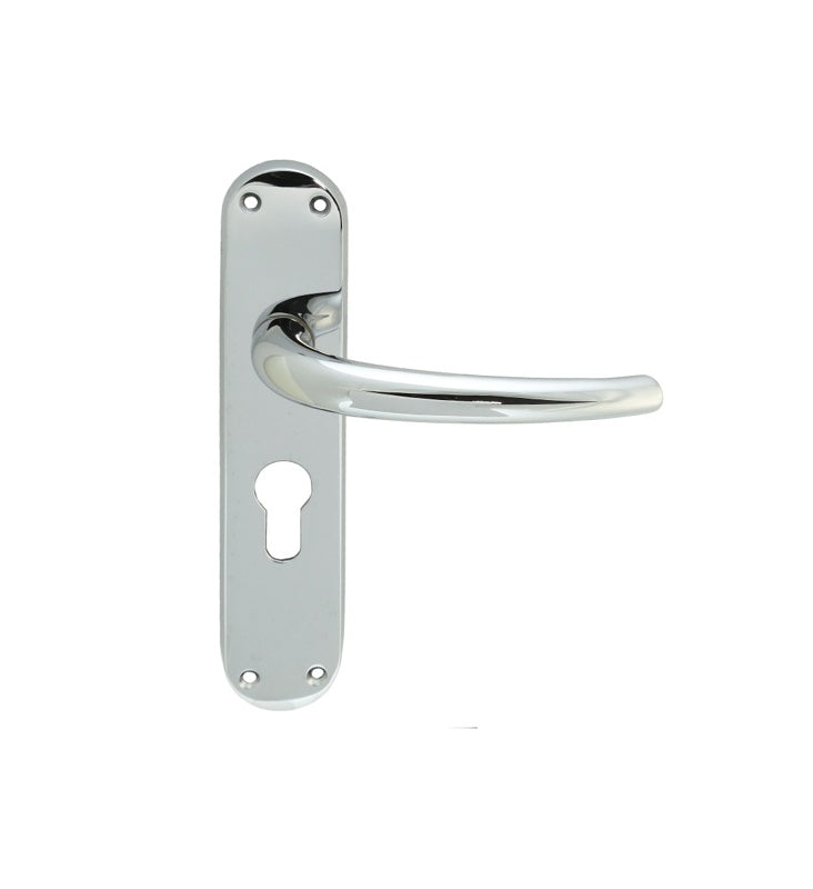 LILLA LEVER ON BACKPLATE - LOCK EURO PROFILE 47.5MM C/C CRO (POLISHED CHROME) - POLISHED CHROME - 185MM X 40MM - PAIR