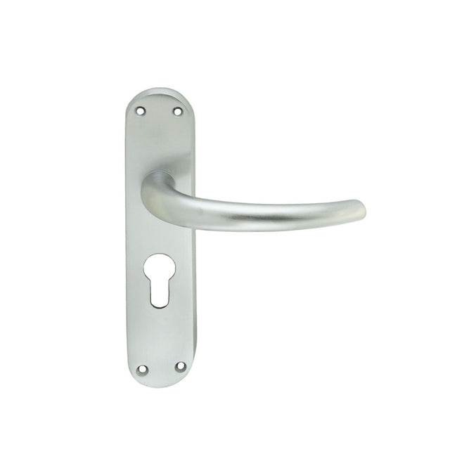 LILLA LEVER ON BACKPLATE - LOCK EURO PROFILE 47.5MM C/C CSA (SATIN CHROME) - SATIN CHROME - 185MM X 40MM - PAIR