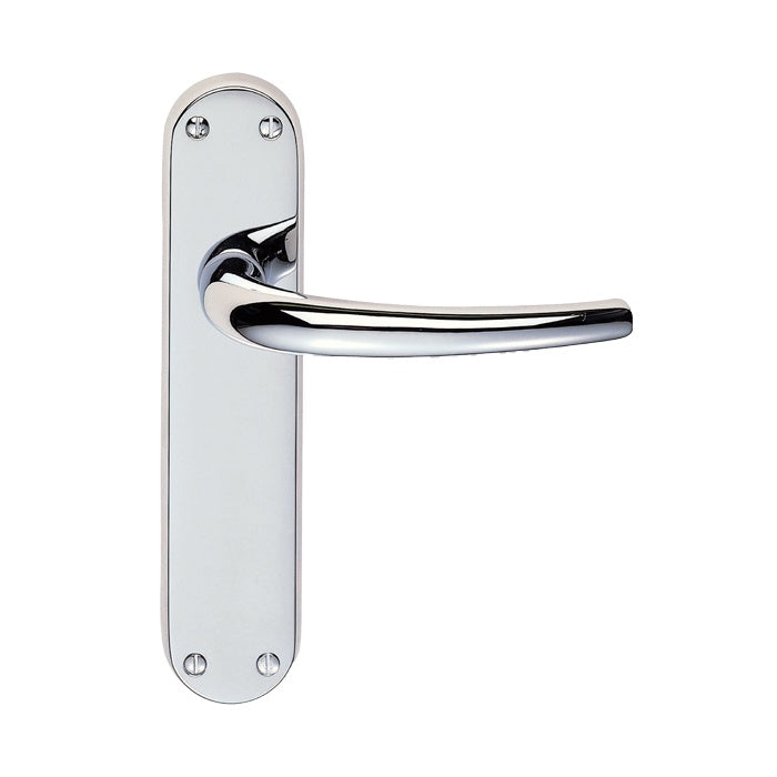 LILLA LEVER ON BACKPLATE - LATCH CRO (POLISHED CHROME) - POLISHED CHROME - 185MM X 40MM - PAIR
