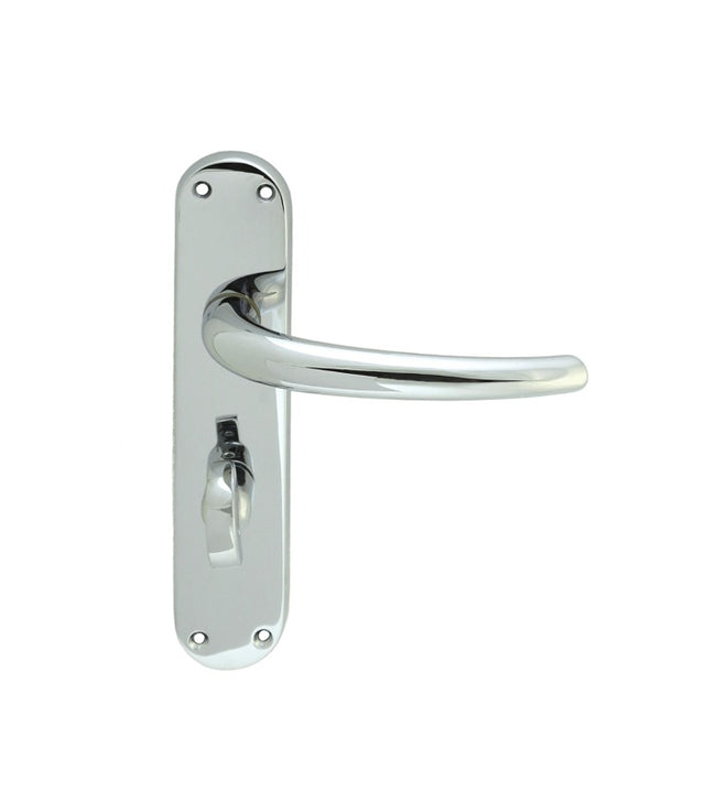 LILLA LEVER ON BACKPLATE - BATHROOM 57MM C/C CRO (POLISHED CHROME) - POLISHED CHROME - 185MM X 40MM - PAIR
