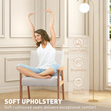 HOMCOM Modern Armchair, Linen Upholstered Sofa with Solid Wood Legs and Wide Seat, Accent Chair for Living Room Bedroom Office, Cream White