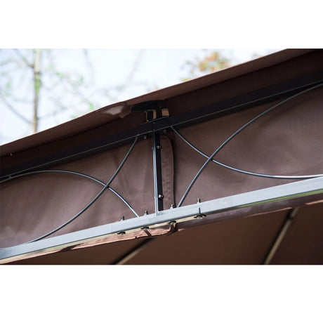 Outsunny 3 x 3(m) Garden Gazebo, Outdoor Gazebo Canopy Shelter with Curtains and Steel Frame for Lawn, Yard and Deck, Coffee