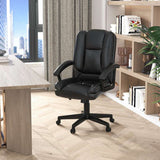 HOMCOM Office Chair, Computer Desk Chair, PU Leather Mid Back Executive Chair with Adjustable Height and Swivel Rolling Wheels for Home Study, Black