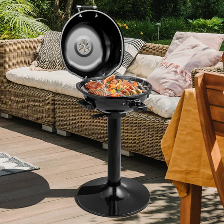 Electric BBQ Grill with Removable Non-Stick Grilling Rack-Black