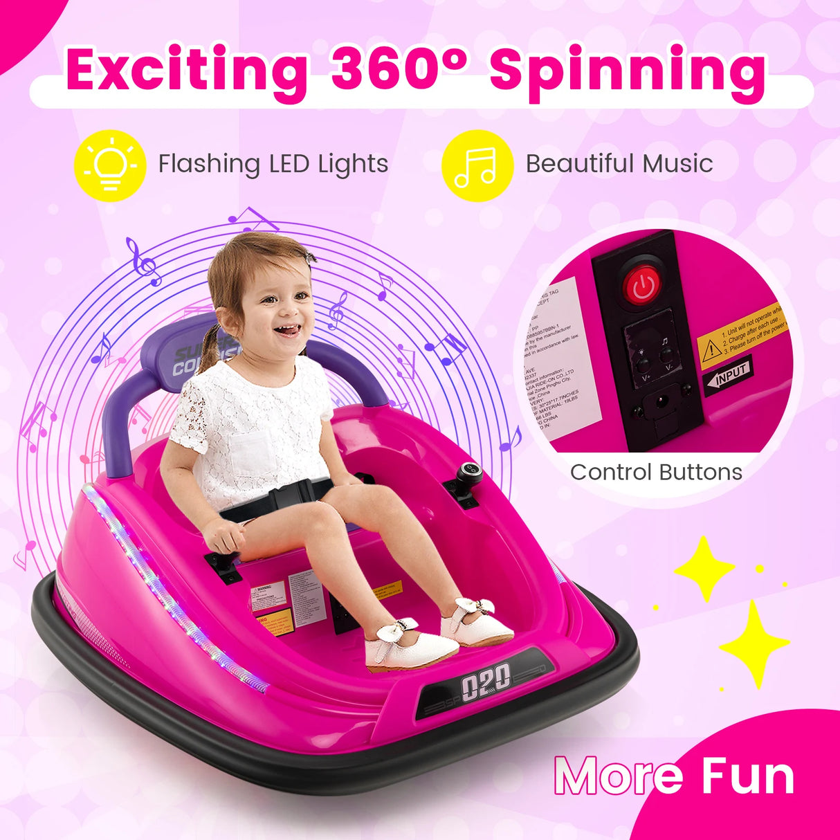 Electric Bumper Car with Remote Control for Kids-Pink