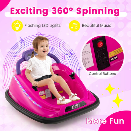 Electric Bumper Car with Remote Control for Kids-Pink