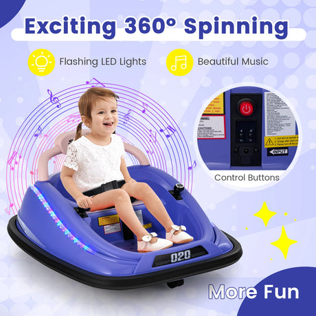 Electric Bumper Car with Remote Control for Kids-Purple