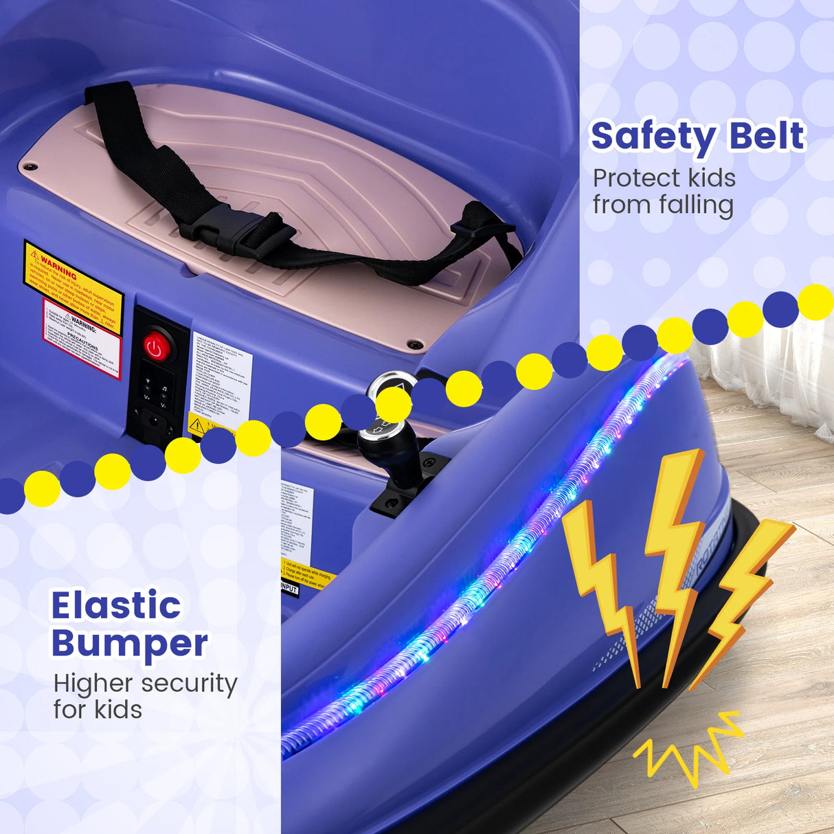 Electric Bumper Car with Remote Control for Kids-Purple