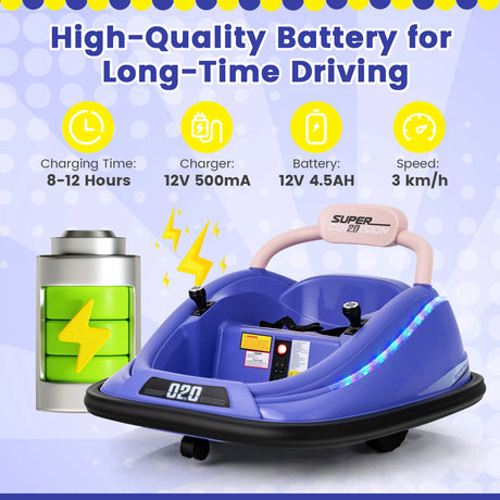 Electric Bumper Car with Remote Control for Kids-Purple